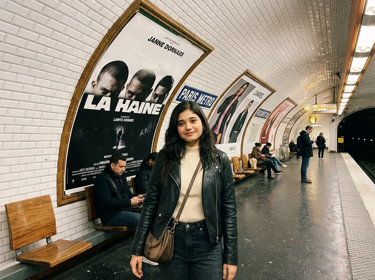 You in 1990s Paris Metro AI photo prompt preview