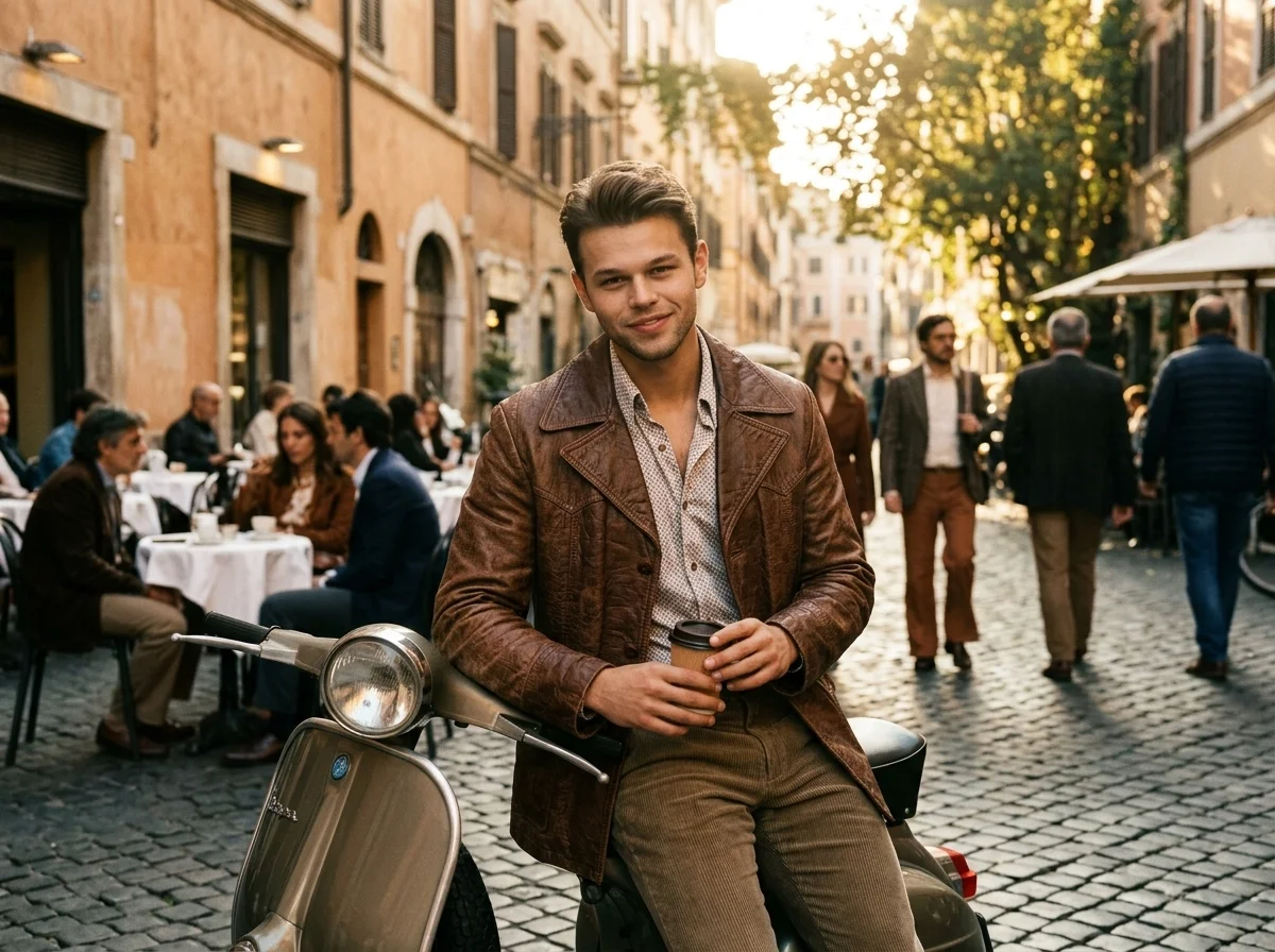 You in 1970s Rome AI photo prompt preview