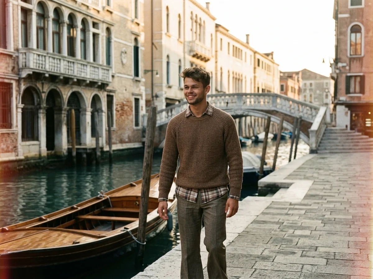 You in 1970s Venice AI photo prompt preview