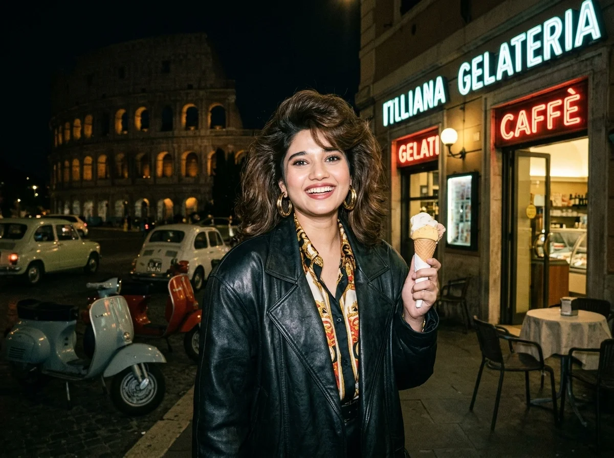 You in 1980s Rome AI photo prompt preview