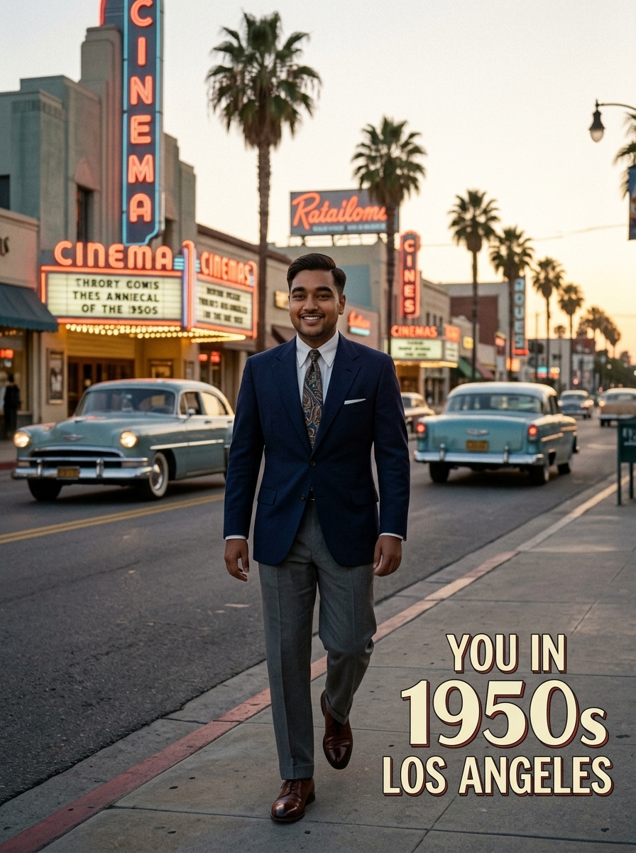 You in 1950s Los Angeles AI photo prompt preview