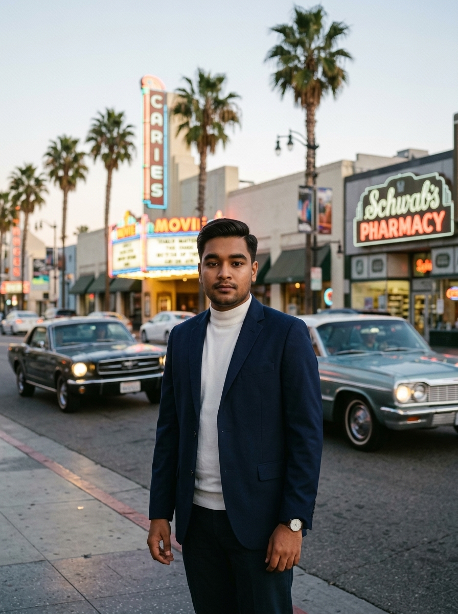 You in 1960s Los Angeles AI photo prompt preview
