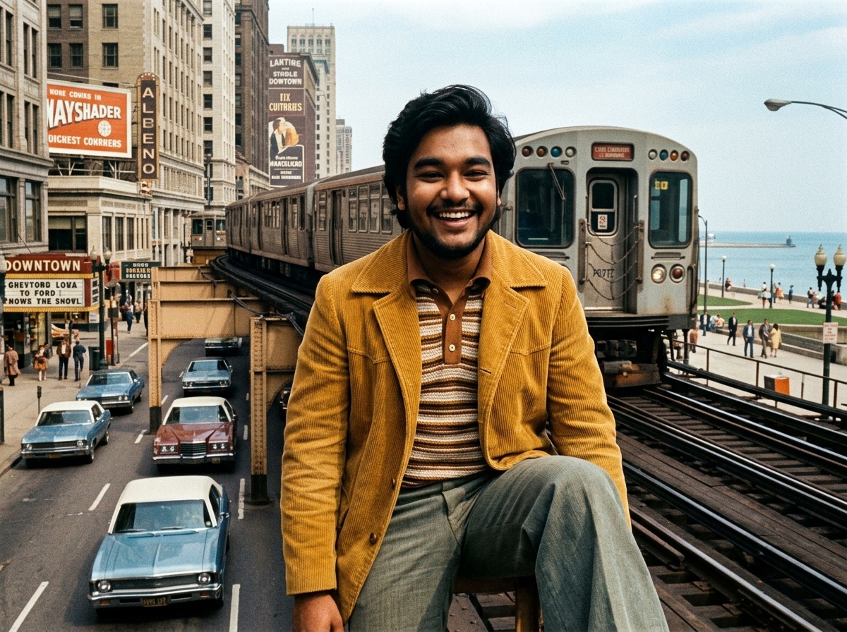 You in 1970s Chicago AI photo prompt preview