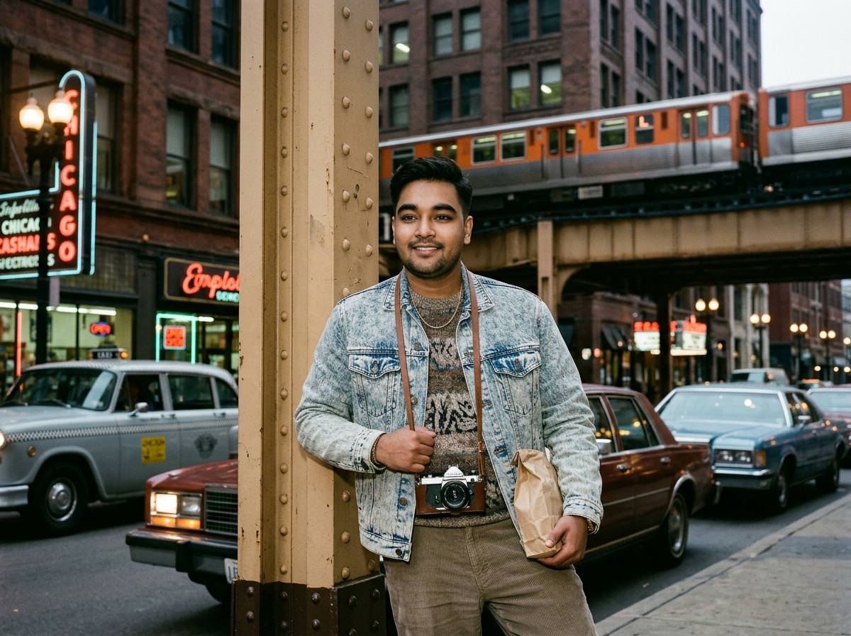 You in 1980s Chicago AI photo prompt preview