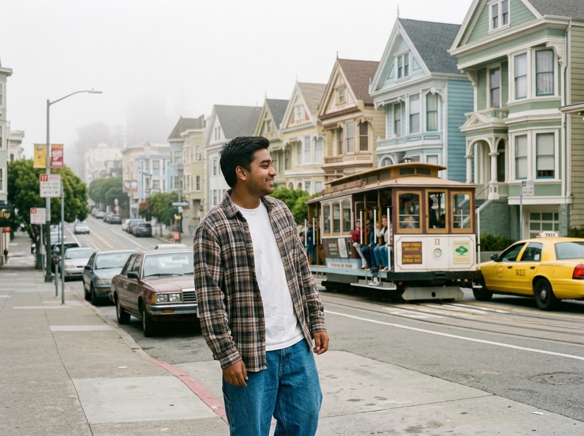 You in 1990s San Francisco AI photo prompt preview
